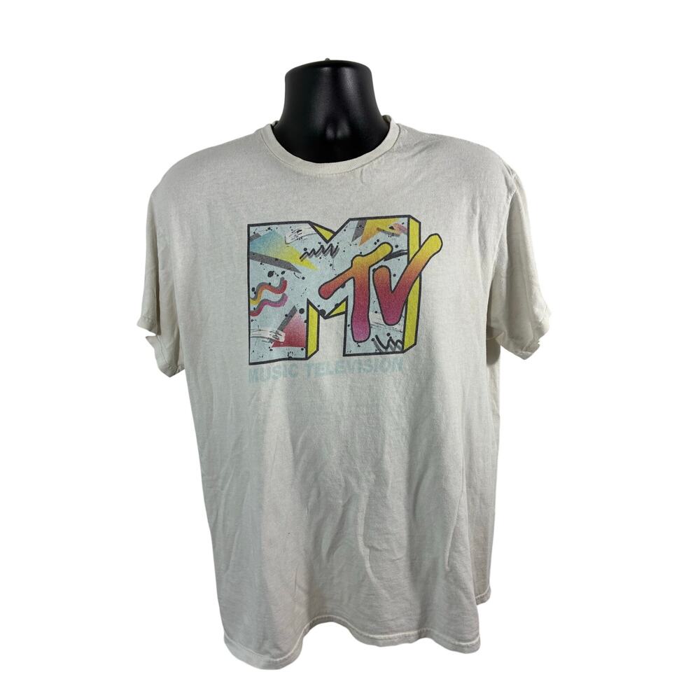 MTV Music Television Retro Logo Graphic T Shirt XL White
